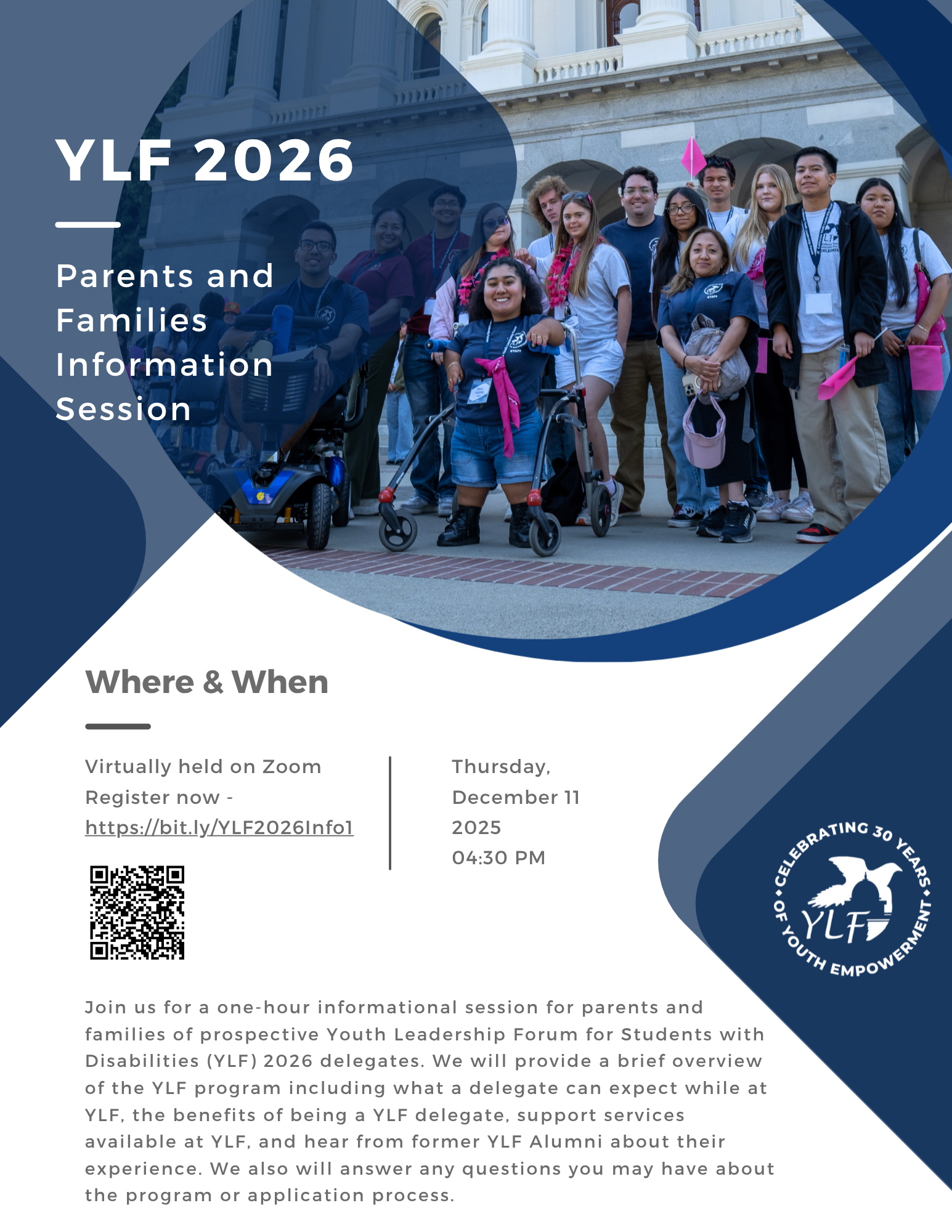YLF 2026 Parents and Families Info Session Flyer